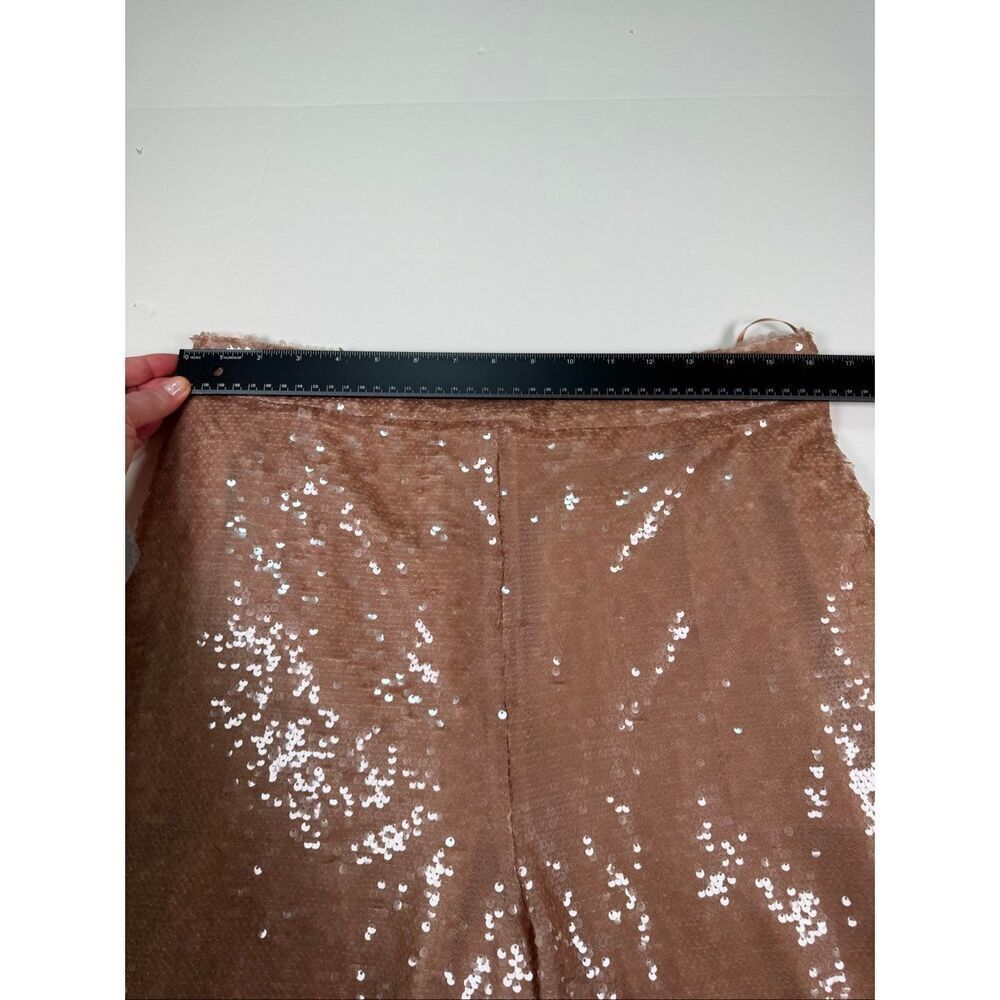 Ted Baker Milleit Matte Sequin Wide Leg Sequin High Rise Pant Light Pink Size 10 - Picture 6 of 12